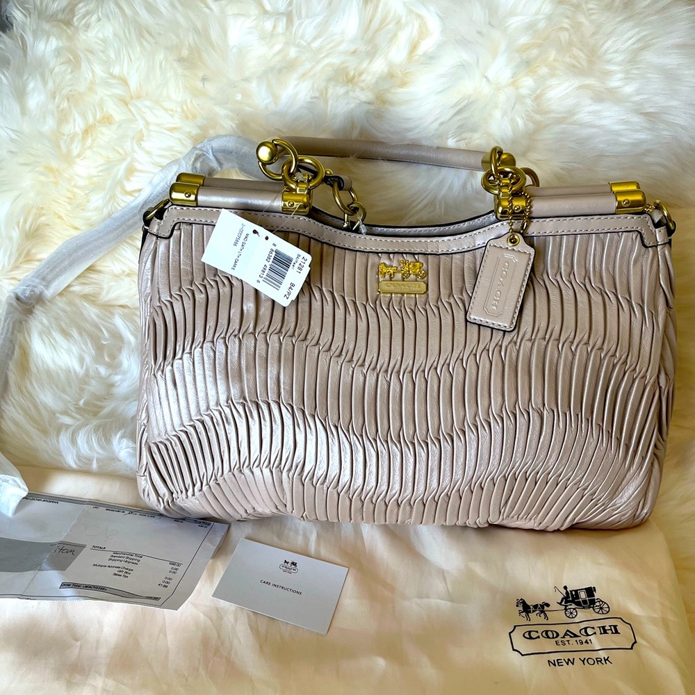 NWT COACH PINNACLE LINE PEARL MADISON GATHERED ITALIAN LEATHER. OPULENT LUXURY!